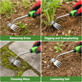 thumbnail image 6 of KOYMISKU Weed Puller Tool, Portable 4-Tine Garden Weeding Tool with 201 Stainless Steel Head, Ergonomic Handle & 2 Pairs Gloves for Garden, Yard and Planting, 6 of 8