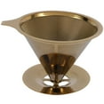 thumbnail image 4 of Double Wall Stainless Steel Titanium Gold Pour over Coffee Dripper Filter with Cup Stand and Handle, 4 of 8