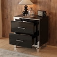 thumbnail image 3 of Noble House Elegant High Gloss Nightstand with Metal Handle,Black, 3 of 9
