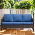 thumbnail image 2 of PARKWELL Outdoor 3-Seat Patio Sofa,All-Weather Wicker Rattan Couch Furniture with Cushions,Blue, 2 of 10