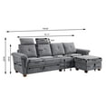 Jarenie Sectional Sofa, High Back Sectional Couch with Ottoman, Storage