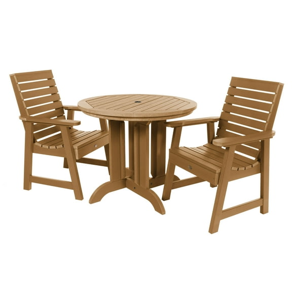 highwoodÂ® Eco-Friendly Recycled Plastic Weatherly 3pc Round Dining Set