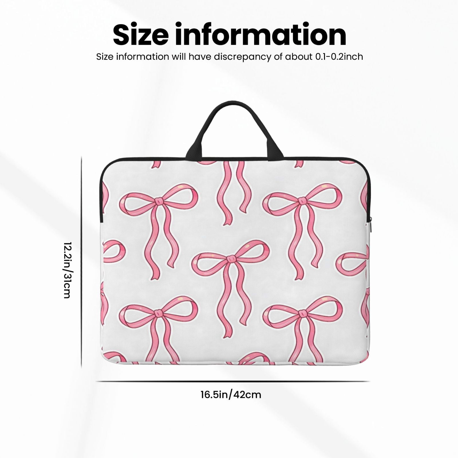 Laptop Sleeve Bag For Women Men 14inch Waterproof Durable Protective Computer Carrying Cover Handle Laptop Case Bag Pink Bow