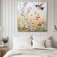 thumbnail image 4 of Spring Floral Wall Art Painting on Canvas, Hummingbird Summer Botanical Watercolor Canvas Art Home Prints Wall Art Framed Modern Artwork for Living Room Bedroom Wall Decor 20x20in, 4 of 9