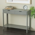 thumbnail image 2 of DecMode 36" x 28" Gray Wood Handmade 2 Drawer Console Table with Black Handle and Ribbed Front, 1-Piece, 2 of 9