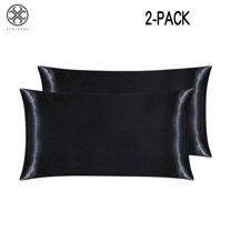 Luxtrada Set of 2 Solid Color Pillowcases Pillow Cover for Home Bedroom Hotel Travel (Queen Size,Black)