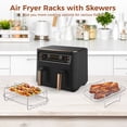thumbnail image 3 of 2PCS Air Fryer Racks with 4PCS Skewers, Stainless Steel Skewer Rack for Double Basket Air Fryers, Nonstick Dehydrator Racks for Ninja DZ201, Dual Zone Air Fryer Accessories, 3 of 6