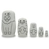 "4.75"" Set of 5 Animals- Dog, Cat, Bunny, Mouse Unpainted Wooden Russian Nesting Dolls"