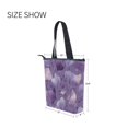 thumbnail image 7 of Zipper canvas bag large capacity large size practical handbag durable Canvas with leather material Ppurple Lace-like Flowers, 7 of 7