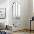 thumbnail image 2 of Mark&Day Full Length Mirror, Ellyn Modern Black Oval Standing Leaning Vanity Wall Mirrors for Bedroom Living Room or Bathroom, Matte Aluminum Frame Large Floor Mirror (65" H x 22" W), 2 of 7