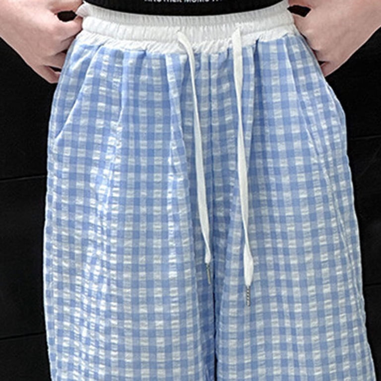 Sopiago Girls Casual Loose Checkered Wide Leg Pants for Girls High 
