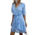 thumbnail image 1 of DYMADE Junior's Wrapped V-Neck Mini Dress, 1 of 5