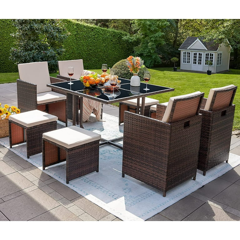 Walnew 9 piece patio furniture sale