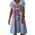 thumbnail image 5 of SZXZYGS Robes Midi pour Femmes Manches Longues Ligne A Mode Dégradé Rose Imprimé Col en V Manches Courtes Robe Ample Robe de Vacances 2024, 5 of 5