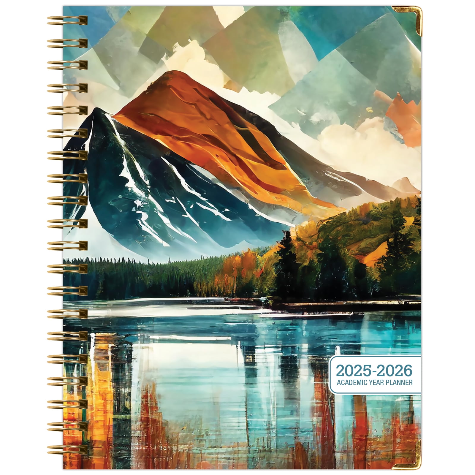 Academic Year 2025-2026 Planner, June 2025 - July 2026, 8.5"x11" Daily Weekly Monthly Planner Yearly Agenda, Hardcover, Bookmark, Pocket Folder and Sticky Note Set (Lake View)