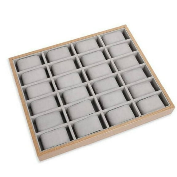 24 Slots Watch Display Box Wooden Jewelry Storage Case Organizer Tray Retail