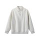 thumbnail image 1 of Autumn/Winter Heavyweight Piqué Cotton Polo Neck Sweatshirt, Loose Fit, Solid Color, Couple Style, Turn-Down Collar, Long Sleeve, 1 of 4