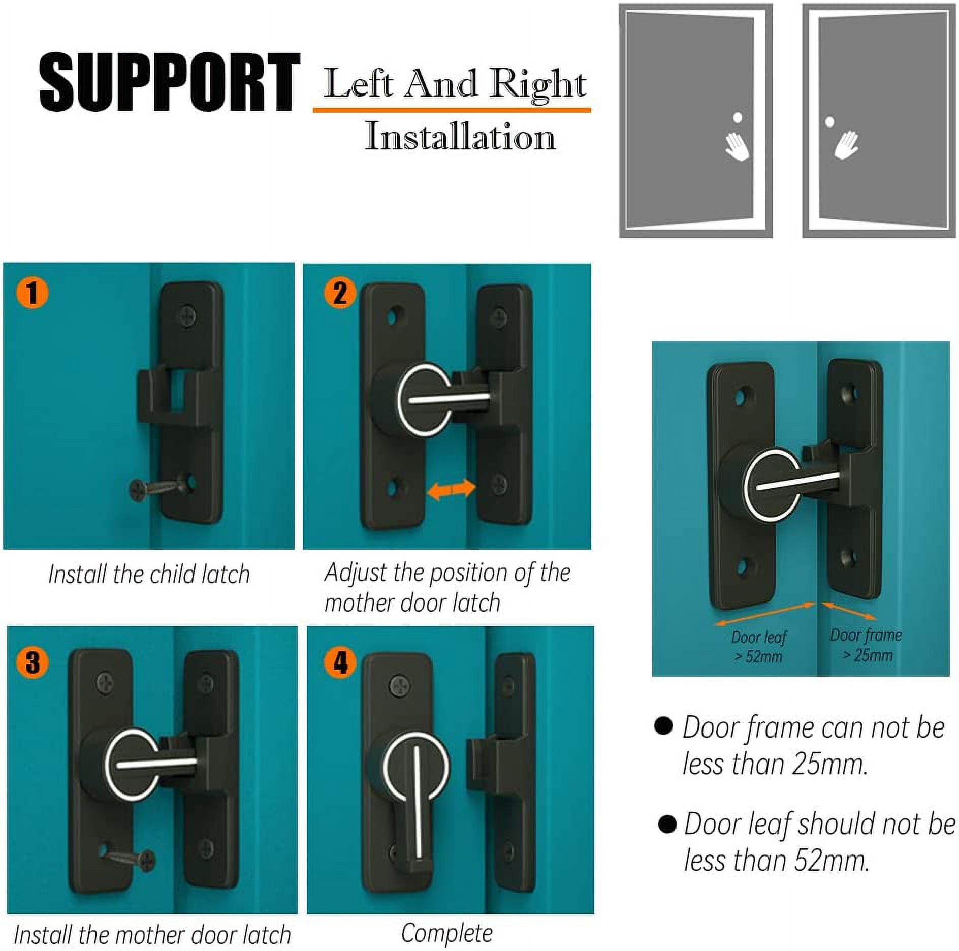 ABCISI Barn Door Lock Hardware, Heavy Duty Safety Gate Latch Clasp Lock Flip Bolt Latch Lock, Flip Sliding Door Latch for Bedroom, Bathroom, Outdoor Fence