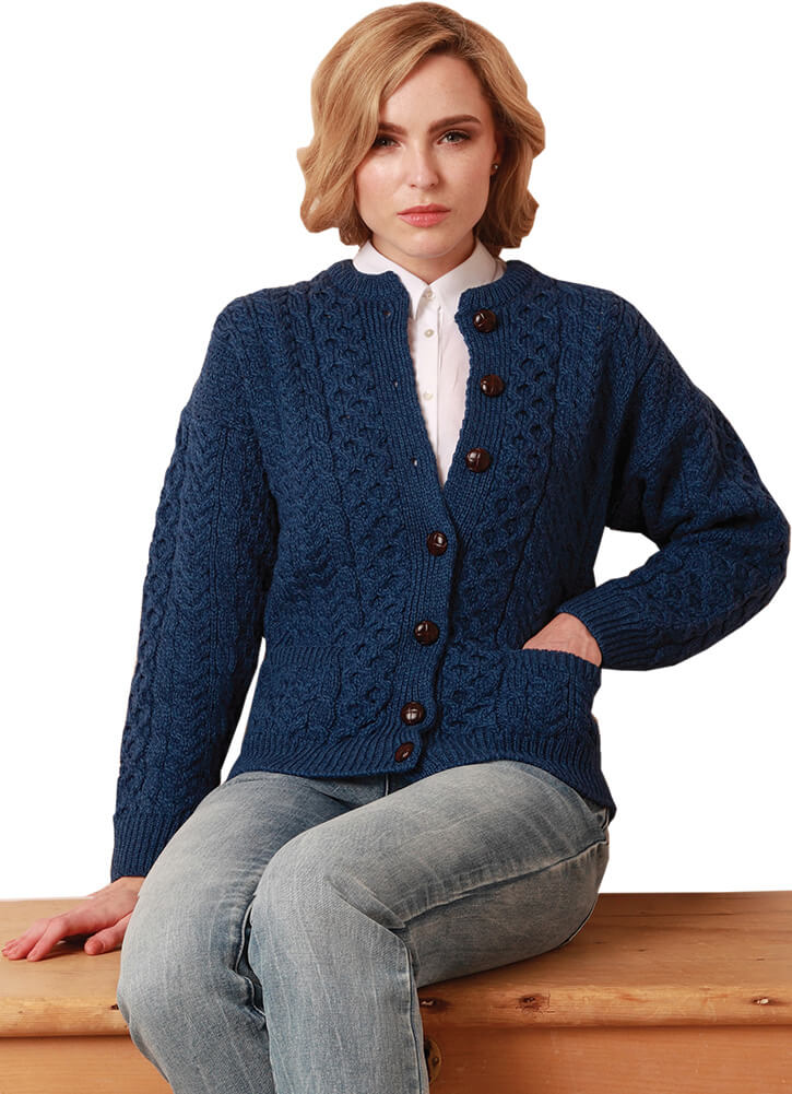 blue wool cardigan ladies