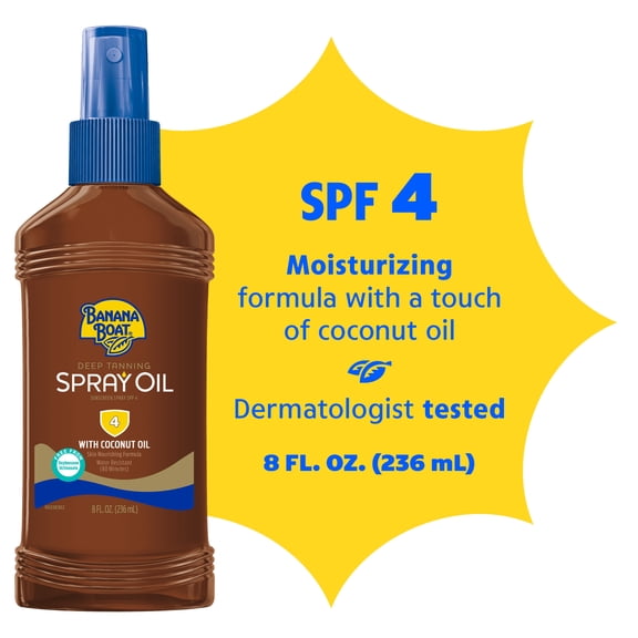 Banana Boat Deep Tanning Oil Spray with Coconut Oil, SPF 4, 8 Fl Oz