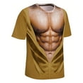 thumbnail image 4 of Yaoyar Men's Fashion Muscular Print T-Shirt Splicing Fitness Round Neck Short Sleeve T-Shirt Big and Tall Khaki,4XL, 4 of 5