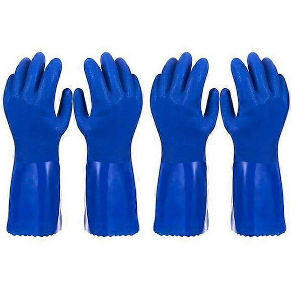 Pack of 2 Pairs Household Gloves ,Cotton Lined Dish Gloves ,Dishwashing Gloves,Rubber Gloves ,Kitchen Gloves, Blue