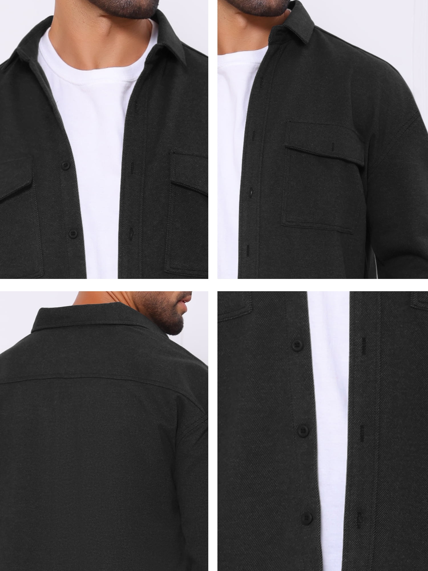 DARING DIVA Long Sleeve Button Solid Color Casual Work Jacket XL Black