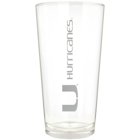 Miami Hurricanes Etched 16oz. Vertical Rally Cry Pint Glass
