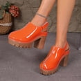 thumbnail image 6 of Women's Closed Toe Block Heel Sandals Solid Color Patent Leather Platform Mules with Adjustable Ankle Strap Non Slip Thick Sole Summer Casual Heels for Women Plus Size Available, 6 of 10
