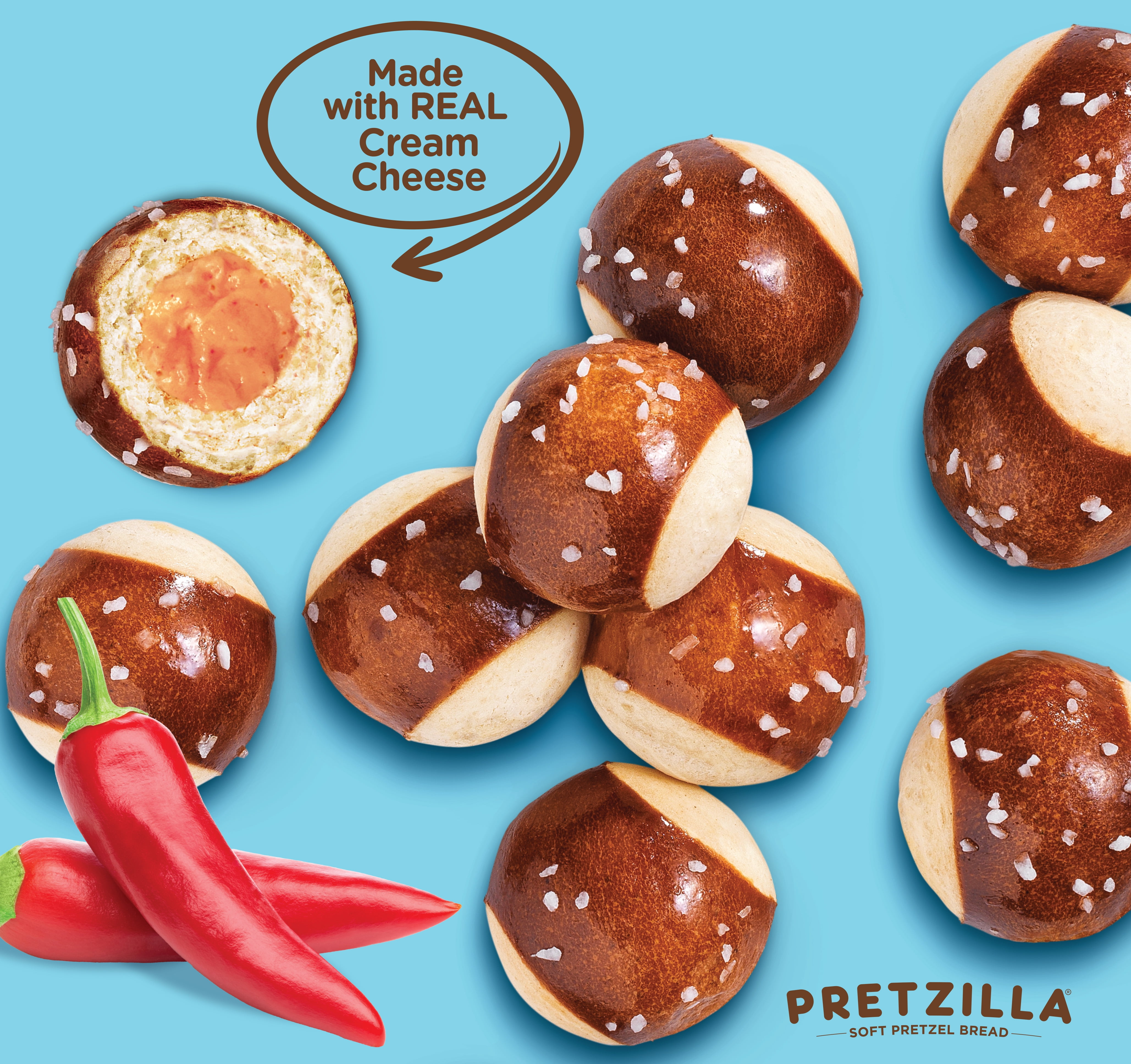 Pretzilla Soft Pretzel Stuffed Bites, Buffalo Cream Cheese, 10.1oz bag