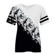 thumbnail image 4 of Bovemsi Plus Size V Neck T Shirts Women Short Sleeve Tops Casual Summer Tshirts Loose Fit Tee, White Women's Summer Short Sleeve T-Shirts, XL, 4 of 4