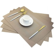 Placemats,Heat Resistant Non Slip Durable Plastic Placemats,Washable Easy to Clean Woven Vinyl Kitchen Placemats for Dining Table Set of 4 (Champagne)