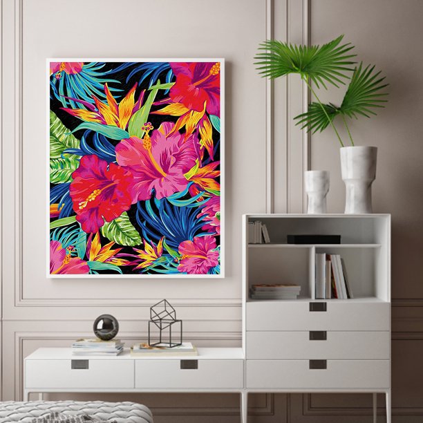 Cuadros Decorativos Flores hojas pintura al óleo por números Kit DIY dibujo sin marco imagen para adultos Ndcxsfigh Nuevos Originales