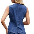 thumbnail image 6 of Women's Fashion Casual Wash Sleeveless Round Neck Denim, 6 of 9