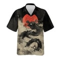 thumbnail image 3 of CONZONE Men's Buttons Down Shirts Short Sleeve Shirts for Men Trendy Oriental Dragon Embroidery Lapel Soft Lightweight Summer Tops, 3 of 4