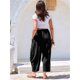 thumbnail image 5 of Pantalones Palazzo Harem Informales Holgados con Cordón para Mujer, para Verano, Playa, Viajes, Vacaciones, con Bolsillos. Negro L, 5 of 6