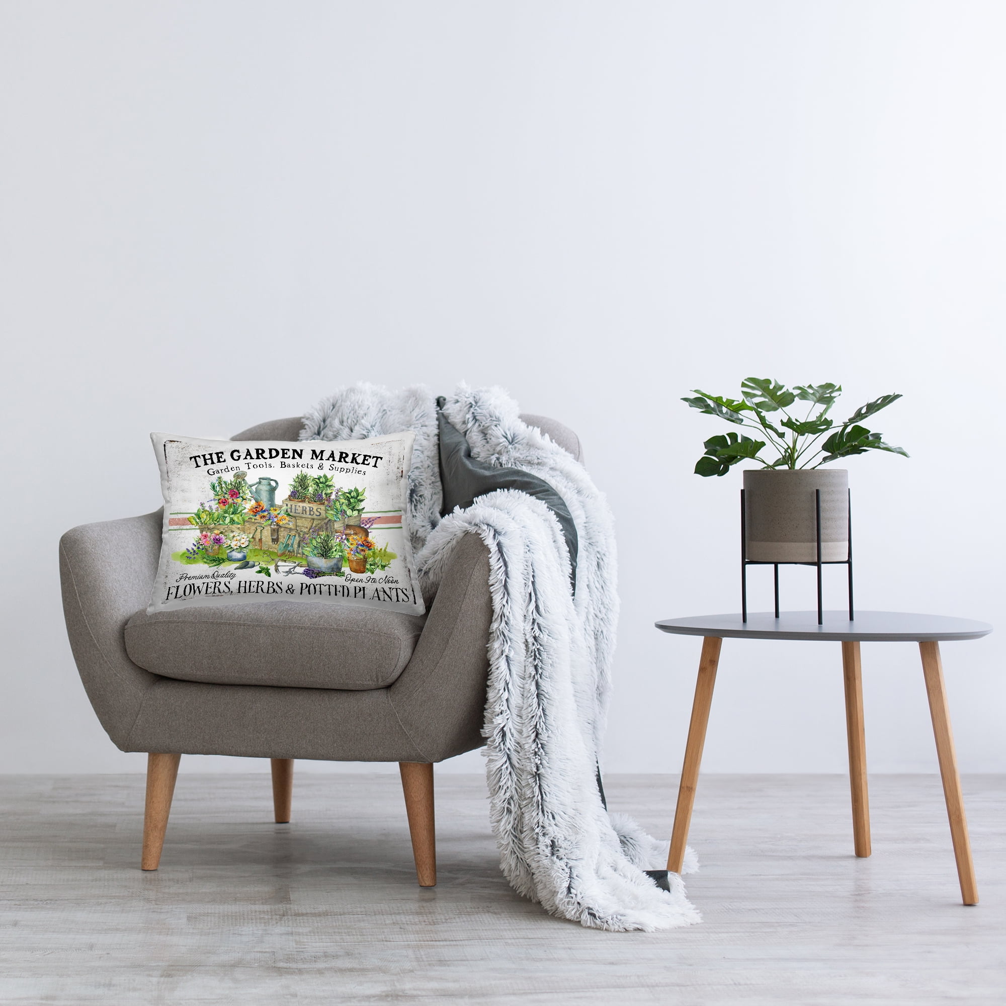 Stupell Industries Garden Market Bistro Stripe Decorative Printed Throw Pillow Design by Creatif Belle.