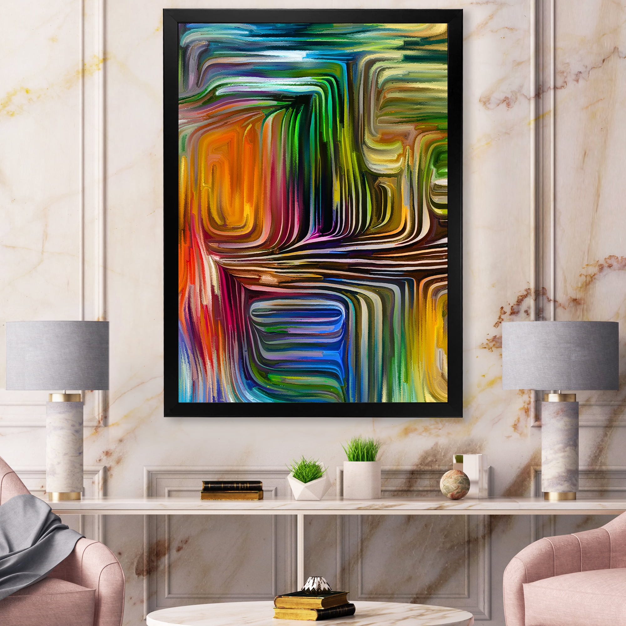 Designart 'Colour Spiral Fusion III' Modern Framed Art Print