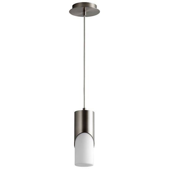 10.75 Inch 5.1W 1 Led Short Pendant-Satin Nickel Finish-Satin Opal Glass Color Oxygen Lighting 3-677-124
