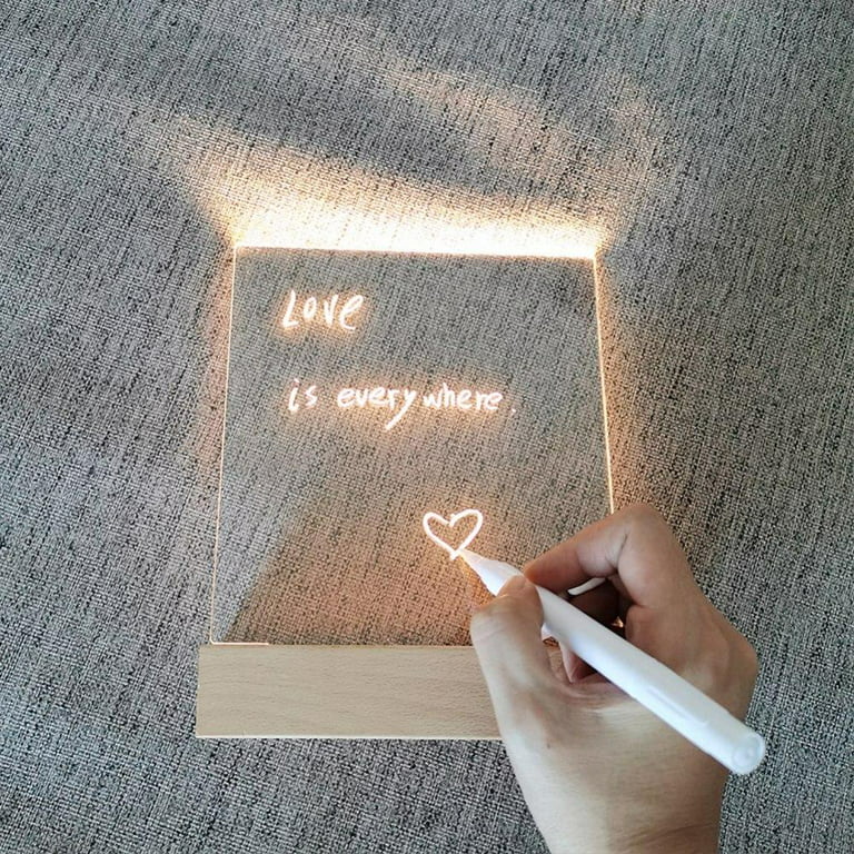 Acrylic Dry Erase Board with Light Up Stand for Desk 7 x 6 inch Clear  Desktop Note Memo White Board Notepad Table LED Letter Massage Boards for  Personal Creative Use Includes Dry