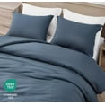 thumbnail image 3 of Chezmoi Collection Cliff 3-Piece Lightweight Cooling Comforter Set, Queen- Rayon Derived from Bamboo & Polyester Blended, Soft Breathable Bedding for Hot Sleepers, Steel Blue, 3 of 9