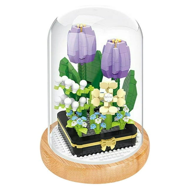 MesaSe DIY Bouquet Immortal Flower Assembled Granular Building Block Model Toy Children‘S Girl Gift