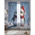 thumbnail image 5 of Christmas Winter Sheer Curtains 84 inches Long 2 Panels Set Snowflake Red Ball Funny Tiers Sheers Rod Pocket Small Window Short Curtains for Kitchen Cafe, Each 52" W x 84" L, 5 of 7