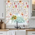 thumbnail image 3 of Swag Valance Curtains for Windows, Flower Light Filtering Kitchen Curtains with Rod Pocket, Eucalyptus Plant Garden Red Floral Watercolor Window Treatment Valances for Living Room, 28x36 - 2 PCS, 3 of 9