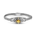 thumbnail image 1 of Citrine & Sterling Silver 925 with 18K Gold Accents DEVATA Bali with 5mm Dragon Bone Chain Bracelet Women DBK6956CT (Size M/7.5"), 1 of 6