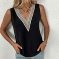 thumbnail image 3 of Bigersell Ladies Tops Fashion Womens Casual Solid Color V-Neck Tank Tops Sleeveless Lace Stitching Vest Tops Women's Plus Ruffles Square Neck Short Sleeve Workout Shirts Style B24154, Black XL, 3 of 7