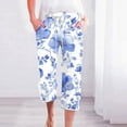 thumbnail image 2 of Women's Summer Casual Elastic Waist Printed Cropped Pants Mint Green L, 2 of 5