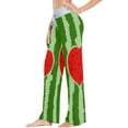 thumbnail image 2 of Women's Striped Watermelon Red Carved Heart Pajama Pants, Casual Pajama Bottoms Lounge Pants Wide Leg, 2 of 7
