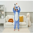 thumbnail image 2 of Kids One Piece Flannel Zip Cosplay Animal Costume Pajamas Home Clothing, 2 of 7