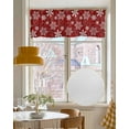 thumbnail image 4 of Red Christmas Snowflake Linen Curtain Valance for Bedroom/Bathroom/Kitchen/Office/Living/Dining Room Window,White Winter Snowflake Xmas Rod Pocket Topper Decorative Cafe Drapes Panel 42"x18", 4 of 6